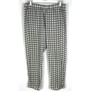 Theory KORENE 100% SILK White Black Print Pull On Cropped Trouser Pants Size M